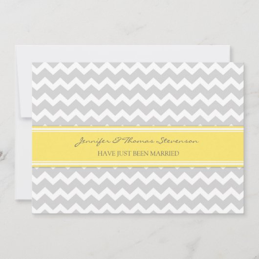 灰色レモンシェブロンのたった今結婚しましたの発表カード 案内状 (正面)