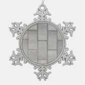 灰色レンガセメント歩道 スノーフレークピューターオーナメント (正面)