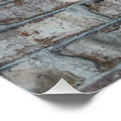 灰色レンガ壁のブグランジリック背景テクスチャ ポスター (コーナー)