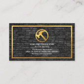 灰色レンガ壁金ゴールドフレーム組積造建築 名刺 (裏面)