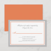 灰色及びオレンジ結婚披露宴RSVPカード 出欠カード (正面/裏面)