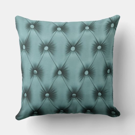 灰色及びティール（緑がかった色）のcapitoneの枕 クッション (裏面)