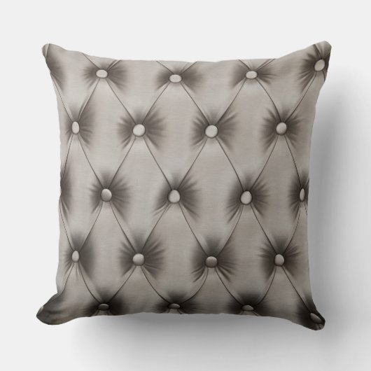 灰色及びティール（緑がかった色）のcapitoneの枕 クッション (正面)