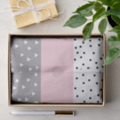 灰色及びピンクのエレガントで幾何学的な三角形及び点 薄葉紙 (ギフト)