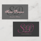 灰色及びピンクのカスタマイズ可能なモノグラムの名刺 名刺 (正面/裏面)