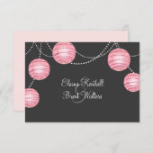 灰色及びピンクのパーティーのランタンRSVP 出欠カード (正面/裏面)