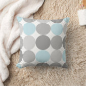灰色及び淡いブルーのターコイズの円形の円パターン クッション (ブランケット)