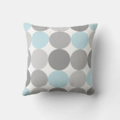 灰色及び淡いブルーのターコイズの円形の円パターン クッション (裏面)