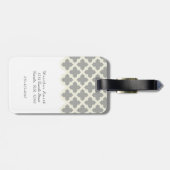 灰色及び淡黄色のモダンなモロッコのクローバーのモノグラム ラゲッジタグ (裏面横)