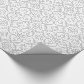 灰色及び白いダマスク織のギフト用包装紙 ラッピングペーパー (角)