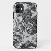 灰色及び白いヴィンテージの花のToileの生地No.1 Case-Mate iPhoneケース (裏面)