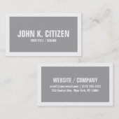 灰色及び白くはっきりしたな文字の広いボーダー名刺 名刺 (正面/裏面)