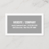 灰色及び白くはっきりしたな文字の広いボーダー名刺 名刺 (裏面)