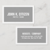 灰色及び白くはっきりしたな文字の広いボーダー名刺 名刺 (正面/裏面)