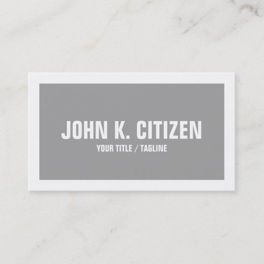 灰色及び白くはっきりしたな文字の広いボーダー名刺 名刺 (正面)