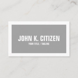 灰色及び白くはっきりしたな文字の広いボーダー名刺 名刺