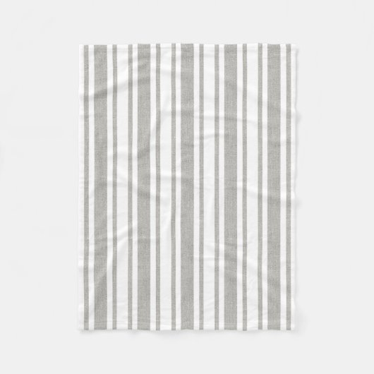 灰色及び白くストライプのな毛布 フリースブランケット (正面)