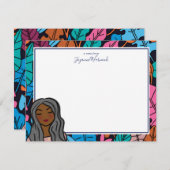 灰色図解入りの、写真付きの髪の黒い女性 ノートカード (正面/裏面)