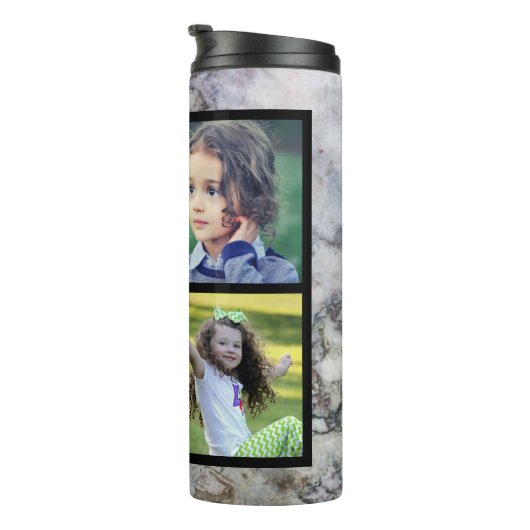 灰色大理石ファミ素朴リー写真コラージングモノグラム タンブラー (回転右)