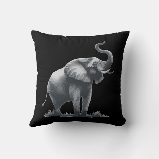 灰色威厳のあるの灰色の隆起した象 クッション (裏面)