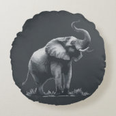 灰色威厳のあるの灰色の隆起した象 ラウンドクッション (正面)