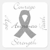 灰色帯脳がん認識度 スクエアシール (正面)