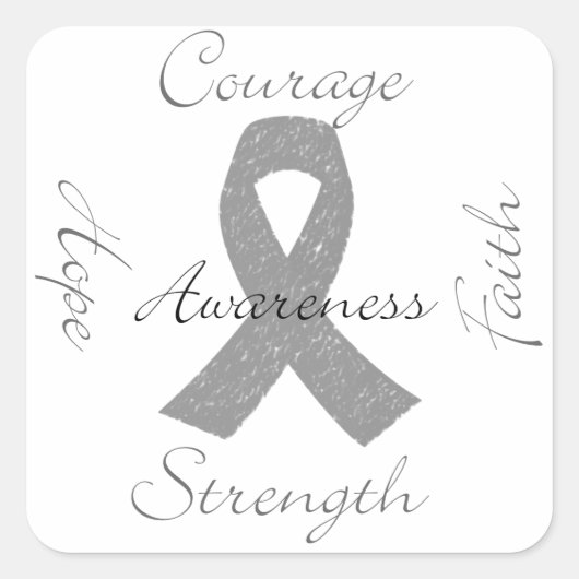 灰色帯脳がん認識度 スクエアシール (正面)