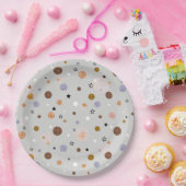 灰色数々のの水玉模様。 ペーパープレート (パーティー)