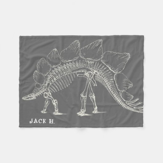 灰色最高の恐竜の骨へのステゴサウルス フリースブランケット (正面(横))