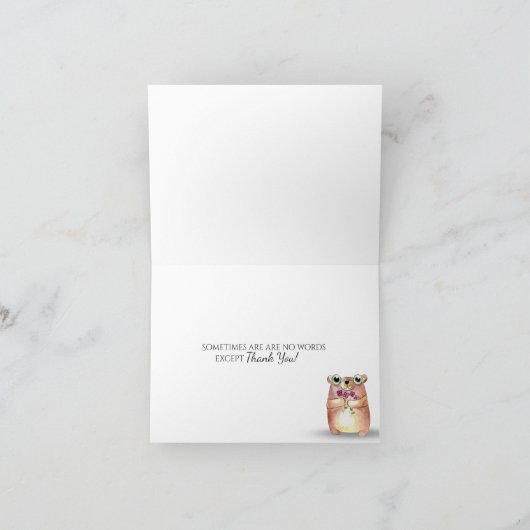 灰色木のパーティーライトを感謝していして下さい サンキューカード (内部)