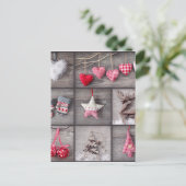 灰色木上のクリスマスの写真のコラージュ シーズンポストカード (スタンド正面)