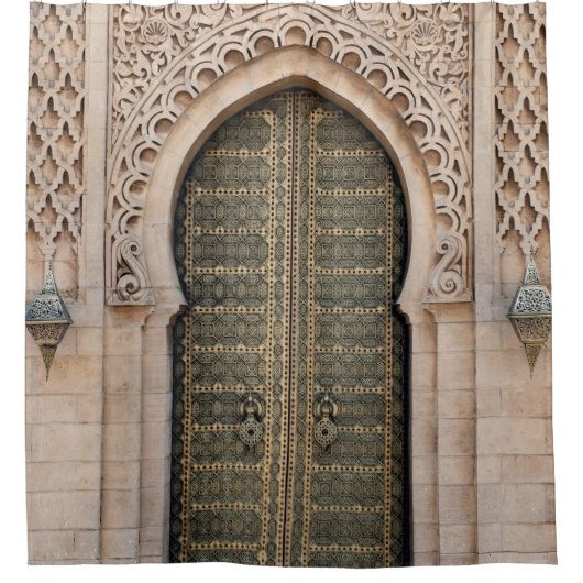 灰色木製扉 シャワーカーテン (正面)