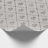 灰色淡い色のフローラ ラッピングペーパー (角)