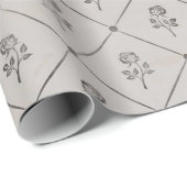 灰色淡い色のフローラ ラッピングペーパー (ロールコーナー)