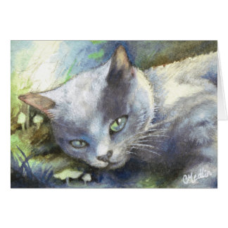 灰色猫のかわいい子ネコの動物の絵画の現実主義カード