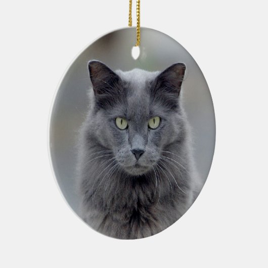 灰色猫のクリスマスのオーナメント セラミックオーナメント (右)