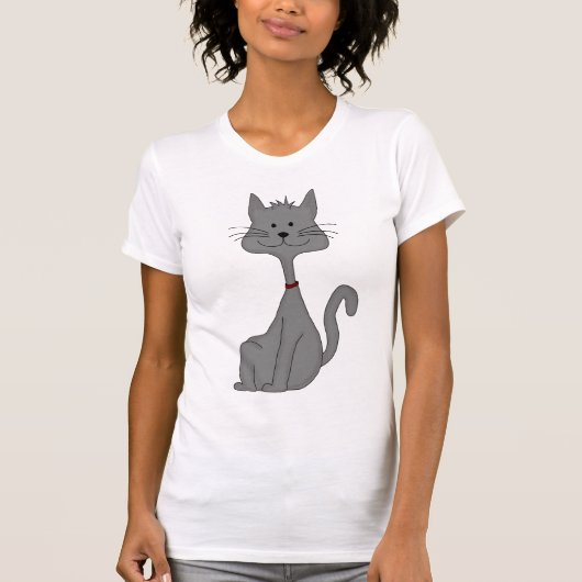 灰色猫のモデル Tシャツ (正面)