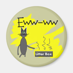 灰色猫の芸術--笑わされるで臭いネコ用のトイレおよび猫 マグネット