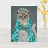 灰色猫鐘のポートレートと飾られる| カード (黄色い花)