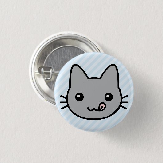 灰色猫 缶バッジ (正面&裏面)