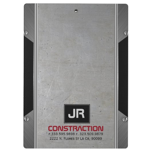 灰色男らしの光沢のあるメタリックテクスチャ クリップボード (裏面)