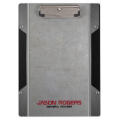 灰色男らしの光沢のあるメタリックテクスチャ クリップボード (正面)