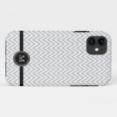 灰色白のシェブロンのモノグラムのiphone 5の場合 Case-Mate iPhoneケース (裏面(横))