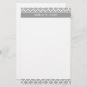 灰色白のモロッコ#5ダークグレーの一流のモノグラム 便箋 (正面/裏面)