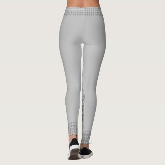 灰色白の千鳥格子のな点検の最新のファッション レギンス (裏面)