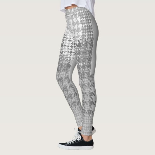 灰色白の千鳥格子のな点検の最新のファッション レギンス (左)