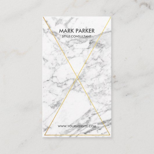 灰色白の大理石が付いているモダンな金ゴールドホイルの線画 名刺 (正面)