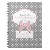 灰色白の点およびピンクのベビーシャワーの来客名簿- ノートブック (正面)