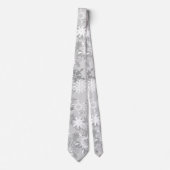 灰色白の雪片パターン休日のクリスマスのタイ ネクタイ (正面)