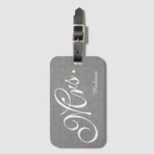 灰色白のWeddingリネン新婚者夫人 ラゲッジタグ (正面縦)